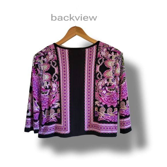 🌿Draper's & Damon's Women's 8P Purple Pink Black Multi Print Cropped Blazer - Picture 10 of 13